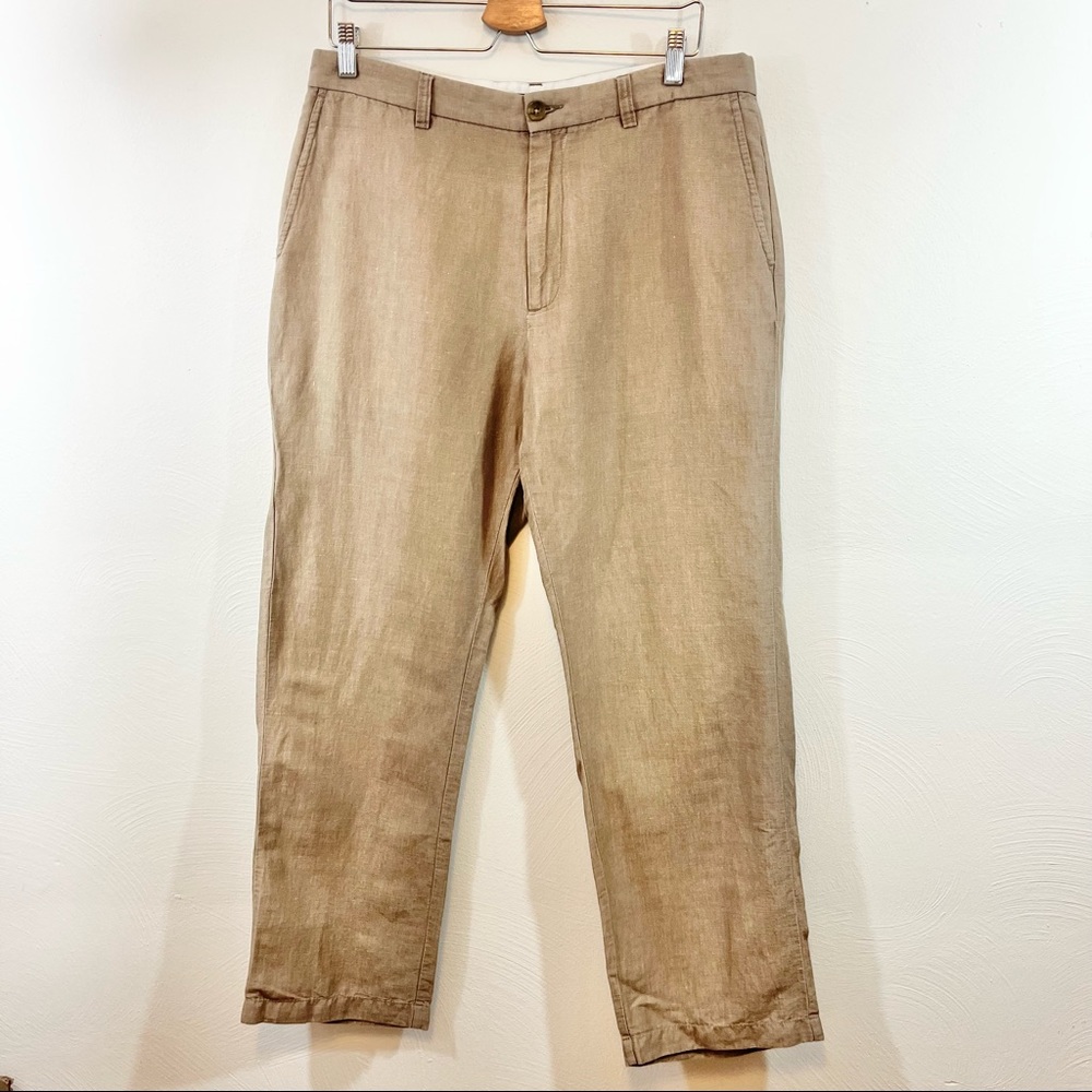 BANANA REPUBLIC Outlet Gavin Fit Linen Blend Beach Khaki Pants 34x30
